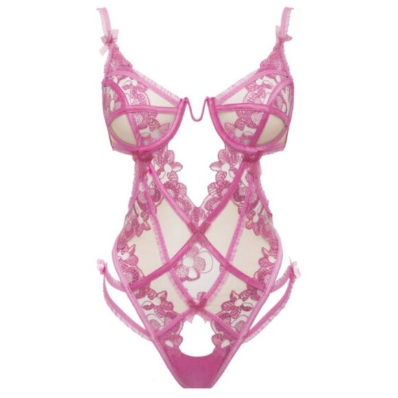 💕FOR LOVE AND LEMONS💕 Grace Bodysuit ~ Mauve Lace Medium XS NWT - Picture 8 of 14